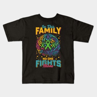 In This Family No one Fights Alone | Mental health awareness Kids T-Shirt